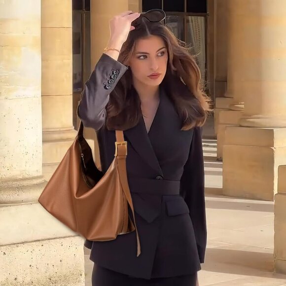 Vegan Leather Hobo Bag Women Tote Shoulder Purse Crossbody Adjustable Strap - Picture 7 of 8